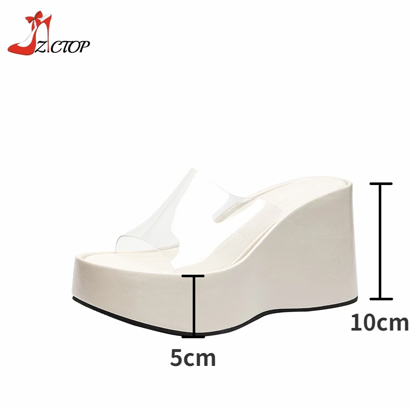 PVC Transparent Platform Sandals Women Wedge High Heels Slippers Summer Outdoor Fashion Leisure Women's Shoes Pumps