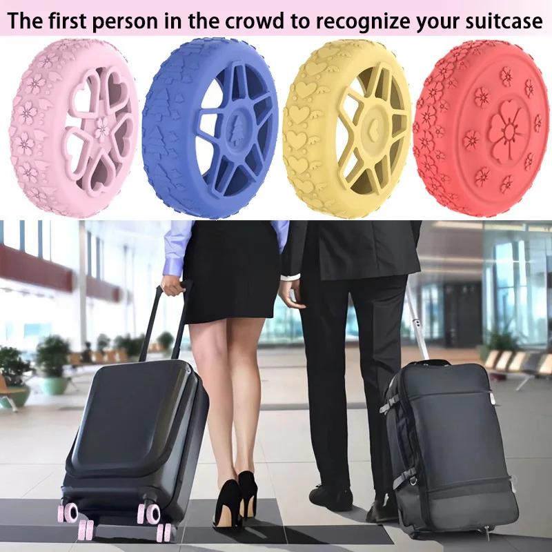 Silicone Protective Covers for Luggage Caster Wheels, Wear-resistant Full-coverage Silicone Covers for Luggage Wheels