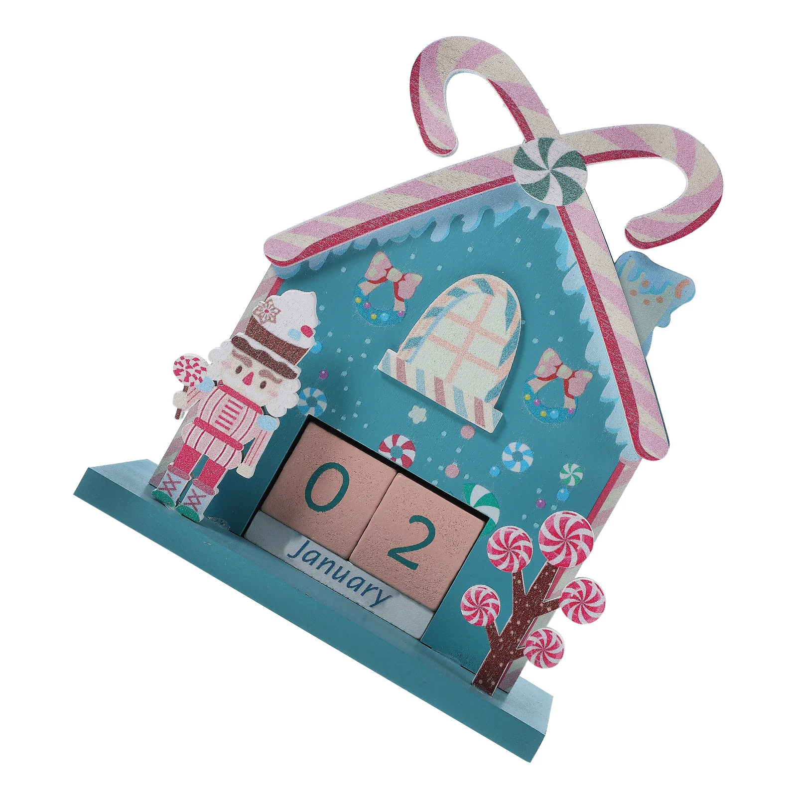 

Christmas Countdown Desk Calendar Wooden Block Home Decor Festive Gingerbread Nutcrackers Table Top Advent Calendars