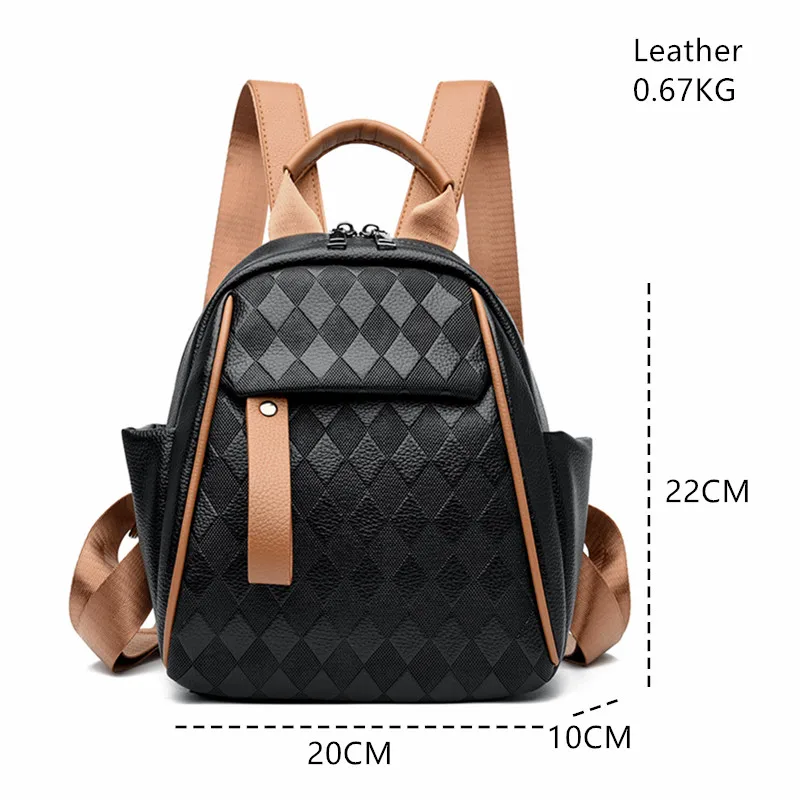 Stylish PU Leather Small Backpack for Women’s Large Capacity Retro Shoulder Bag Female Casual Travel Laptop Bag Ladies Rucksack