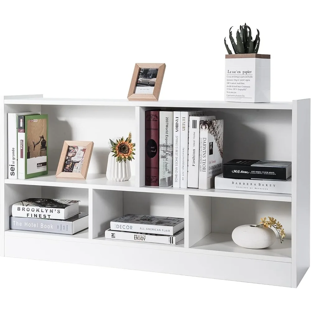 

5 Cube Bookcase, 2 Tier Wooden Storage Open Bookshelf, Multipurpose Display Storage Cabinet for Living Room, Bedroom, Hallway