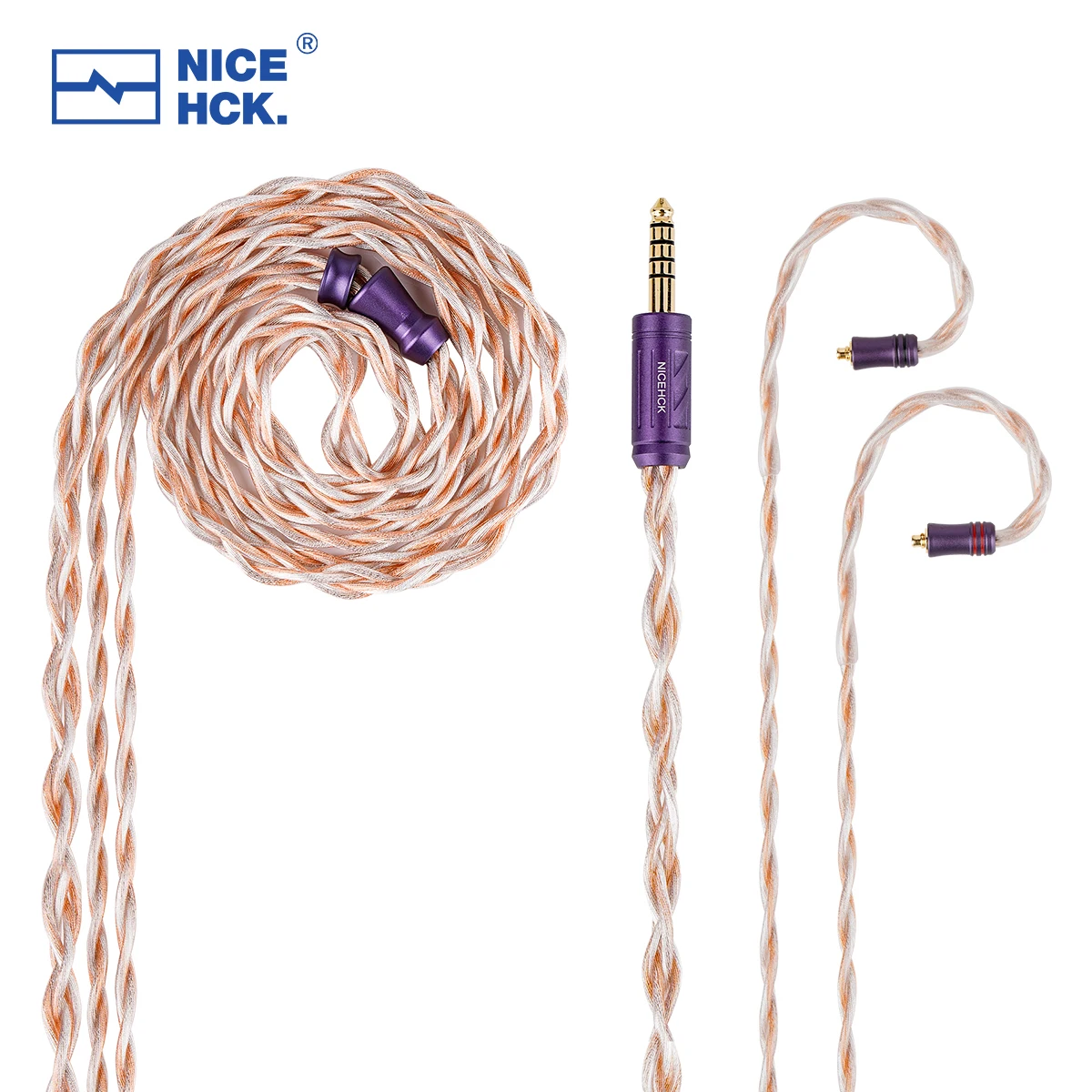 NICEHCK TriSPC HiFi Earphone Cable 7N Three Types Silver Plated Copper Wire 2Pin MMCX 4.4mm for Davinci Cantor ORIGIN Himalaya