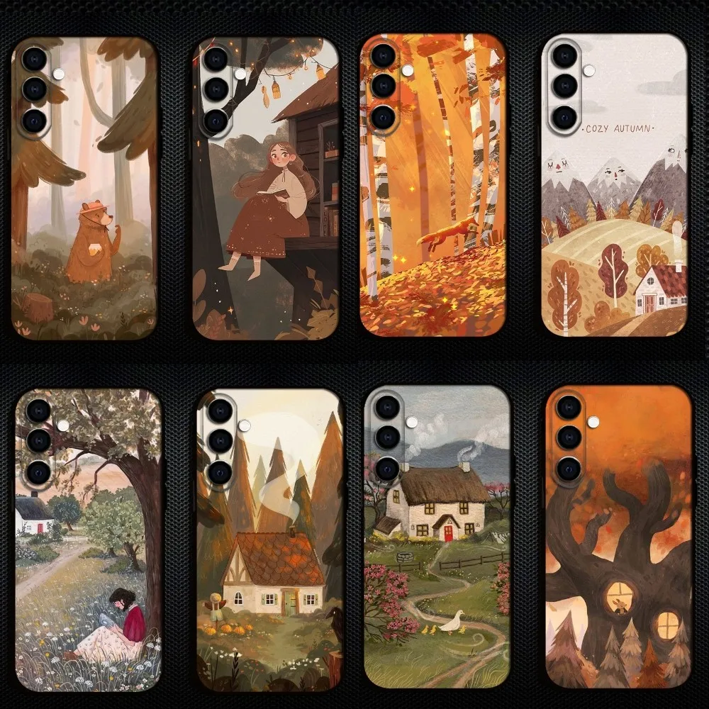 

storybook forest art Phone Case For Samsung Galaxy A73/A72/A71/A70/A53/A52/A51/Others Soft Black Shell