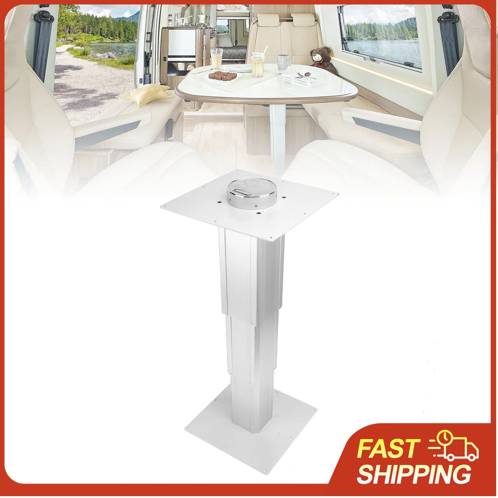 

Hand Crank Adjustable RV Table Leg 12.2-28.3in, Aluminum Alloy Heavy Duty for Yacht Boat Indoor Balcony, with Base