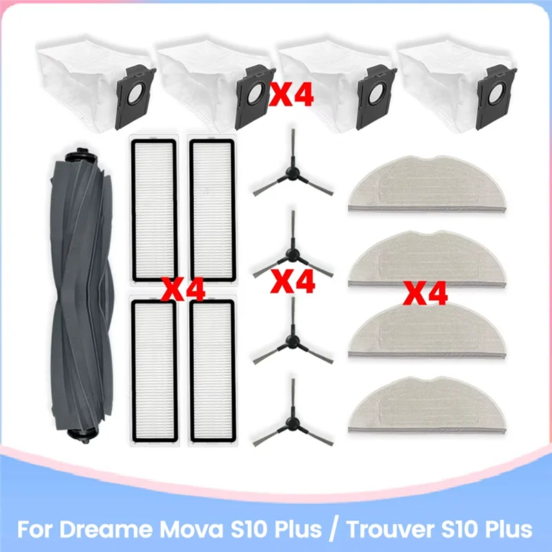 

Комплект аксессуаров Luckshopping для Dreame Mova S10 Plus/Trouver S10 Plus, вакуумные детали, роликовая боковая щетка, фильтр, тряпки для швабры, пыль B