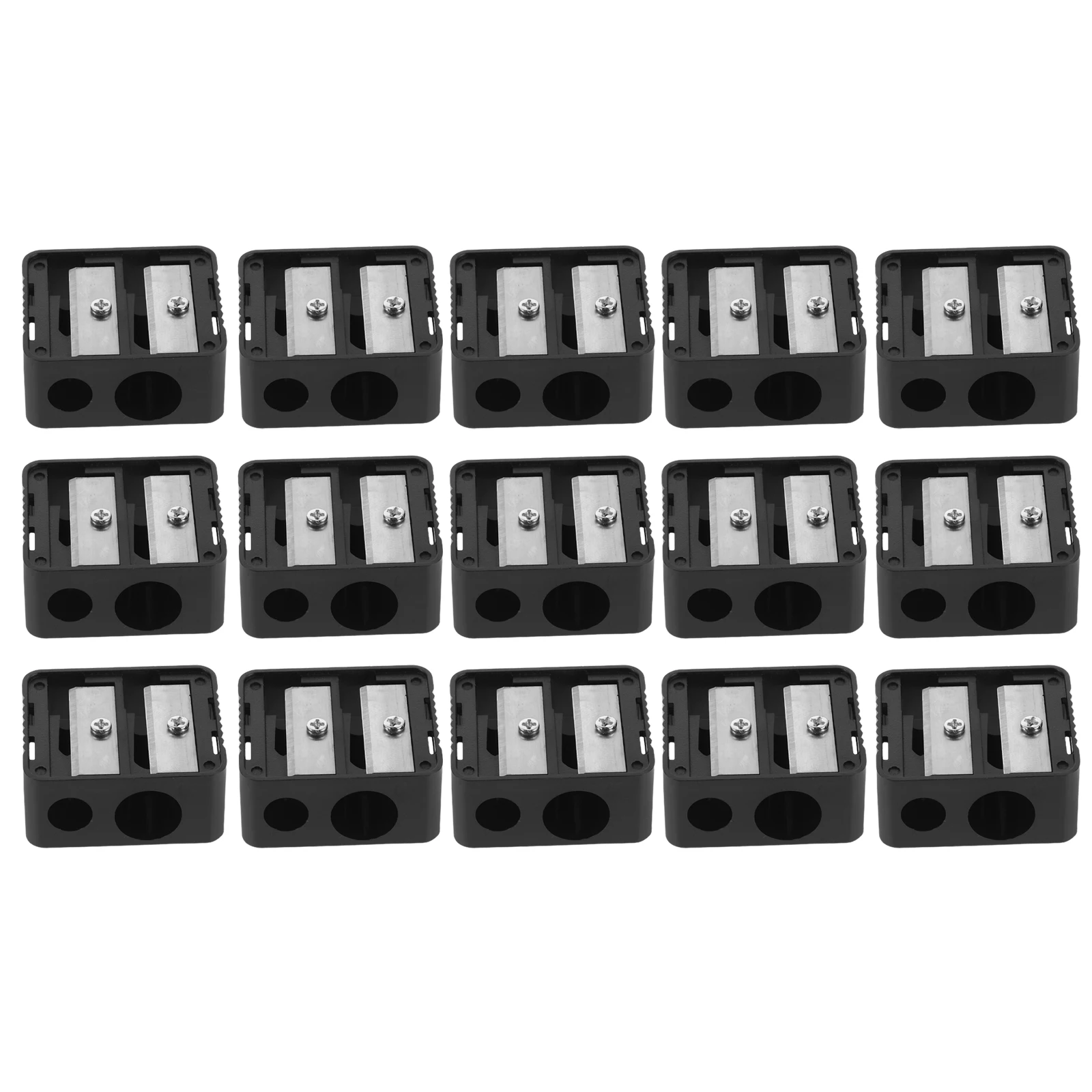 ที่เหลาดินสอเขียนคิ้วและอายไลเนอร์แบบพกพา 15 ชิ้น รุ่นสองหัว ทนทาน ทำจากพลาสติก ใช้สำหรับแต่งหน้า เดินทาง