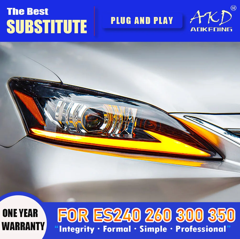 

AKD Head Lamp for Lexus ES ES300 LED Headlight 2006-2012 Headlights ES350 DRL Turn Signal High Beam Angel Eye Projector Lens