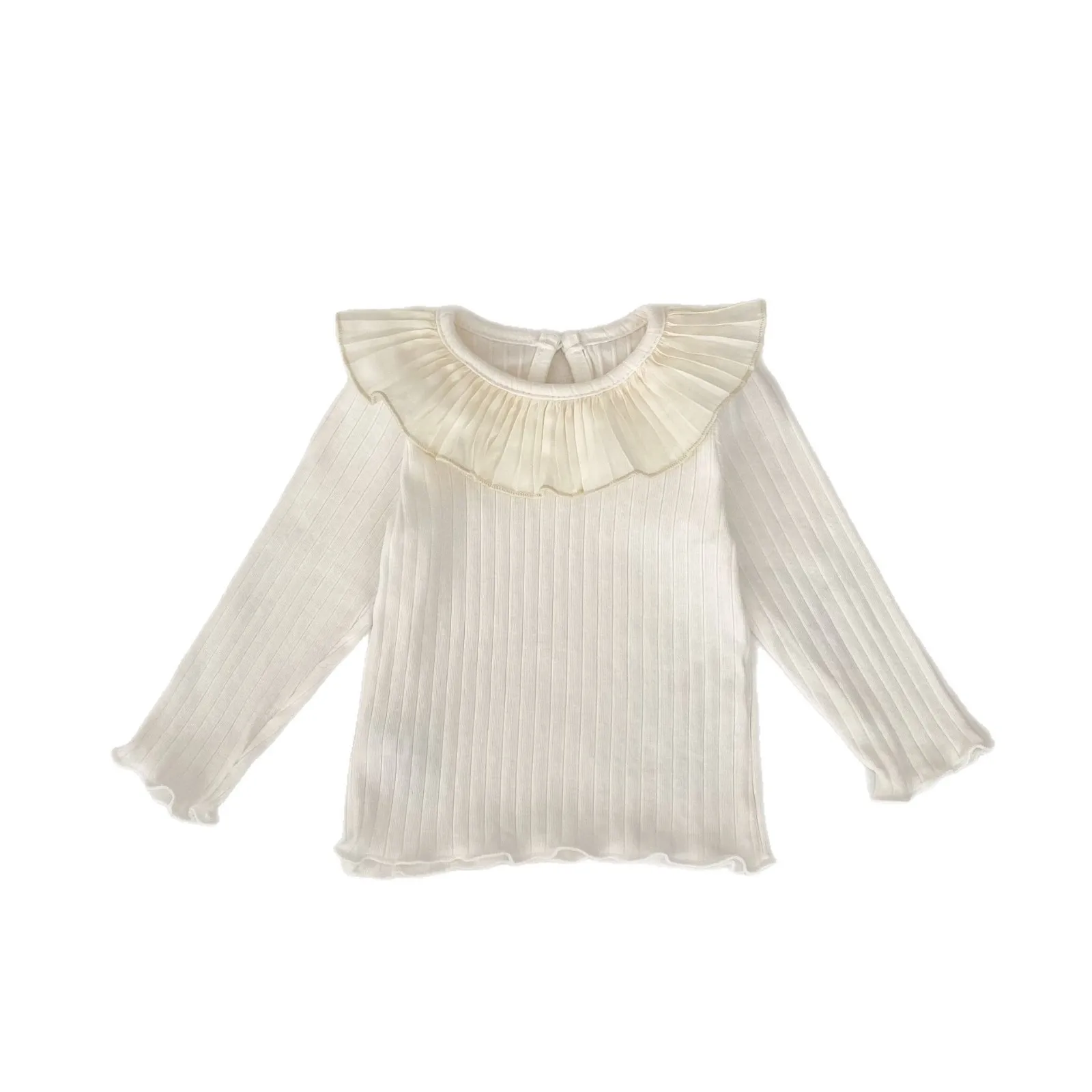 2025 Autumn New Girls Long Sleeve Lapel T Shirts Solid Children Cotton Bottoming Shirts Cute Baby Girl Casual Tops Kids Clothes