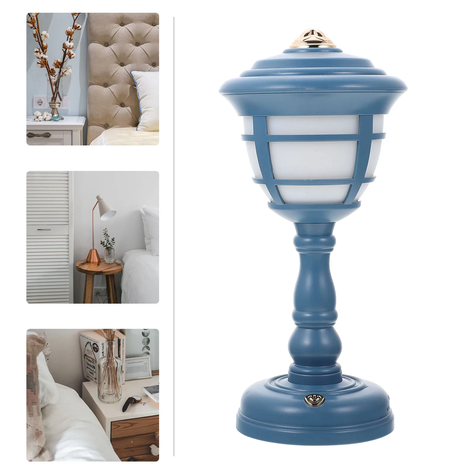 

Vintage Home Decor Retro Palace Lantern Ornaments Usb Lamp Table Bedroom for Nightstand Top Lamps Blue Child