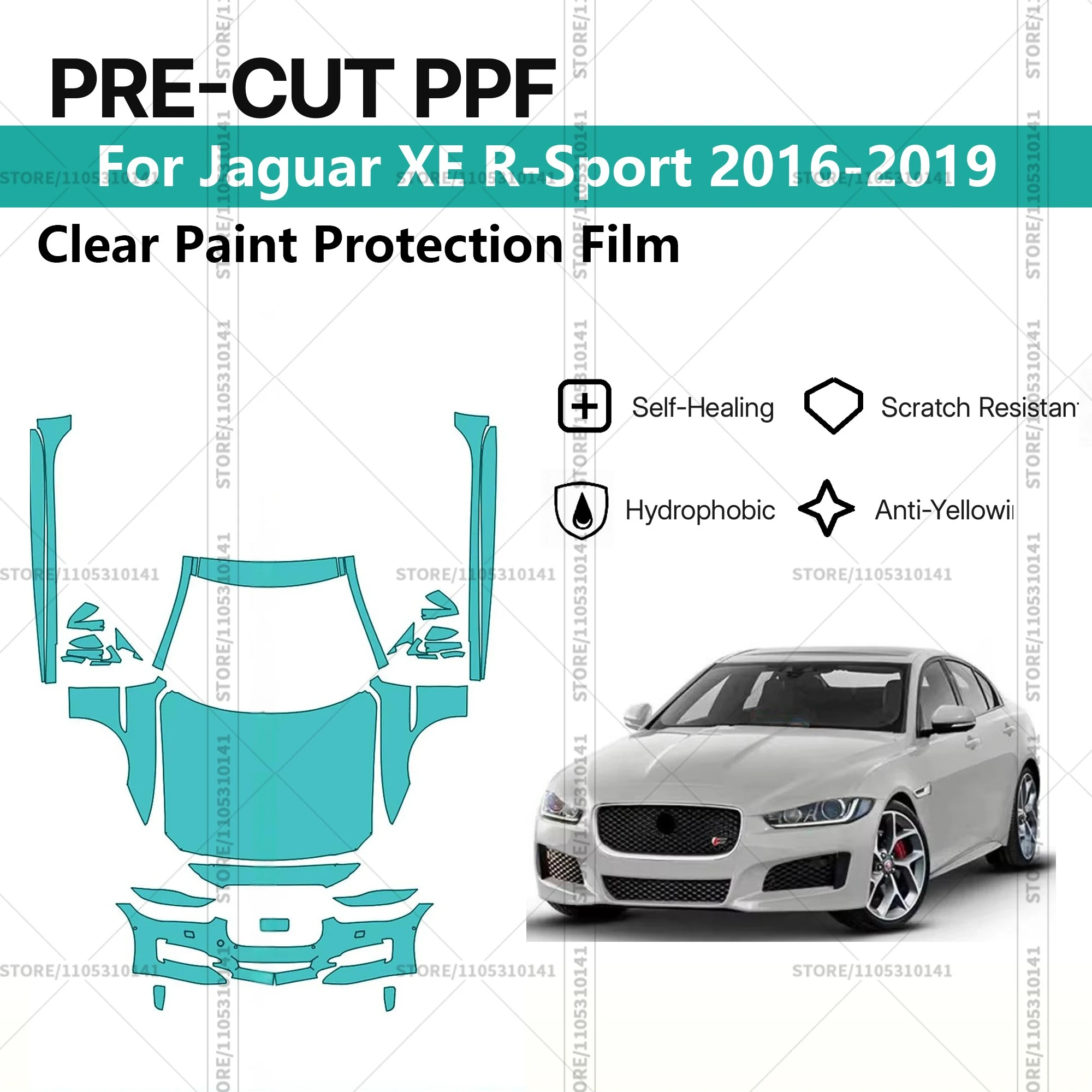 

For Jaguar XE R-Sport 2016-2019 Pre-Cut Paint Protection Film PPF Transparent Car Film Automotive PPF Front Kit - Rockers