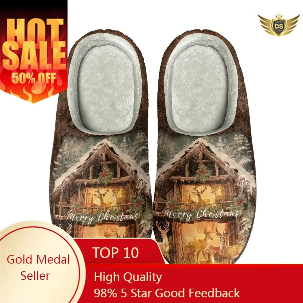 

Winter Indoor House Cotton Slippers Casual Warm Non-Slip Slippers Zapatos Mujer Couple Flats Cozy Home Footwear Christmas Gifts