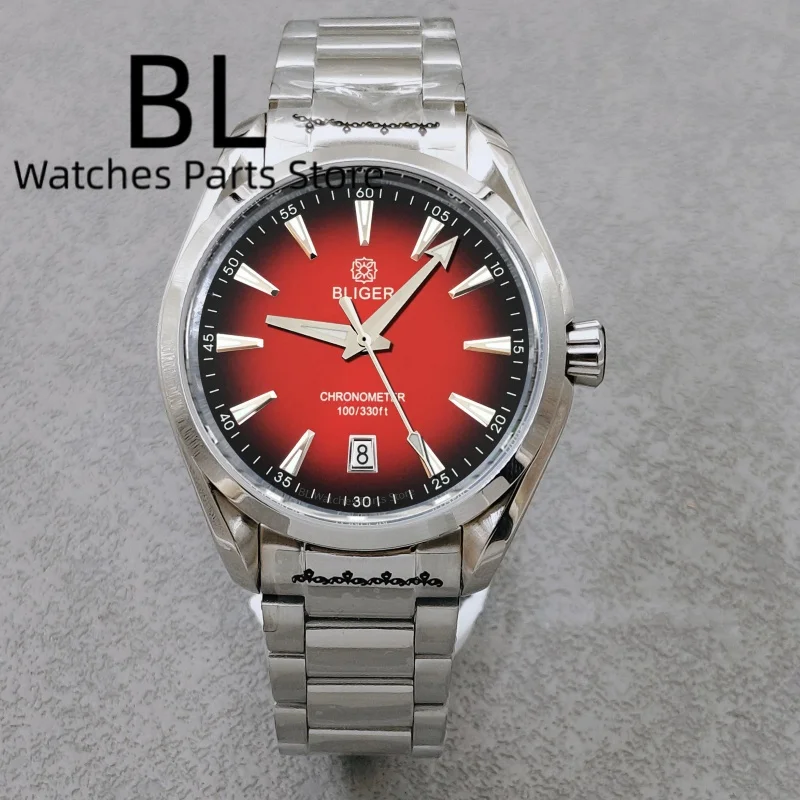 

BLIGER Luxury 40MM A150 Watches For Men Gradient Red Dial6 O'clock Calendar NH35 Mechanical WristWatch Sapphire Glass Waterproof