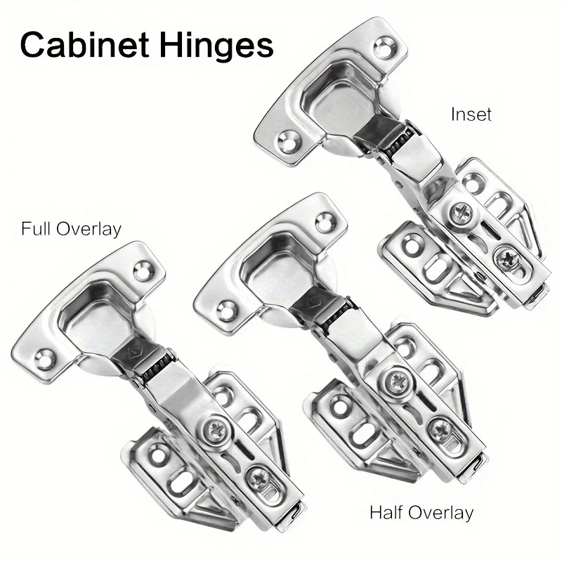 10-Piece Modern Frameless Cabinet Door Hinges Soft-Close Nickel Plated European Full/Half Overlay/Inset