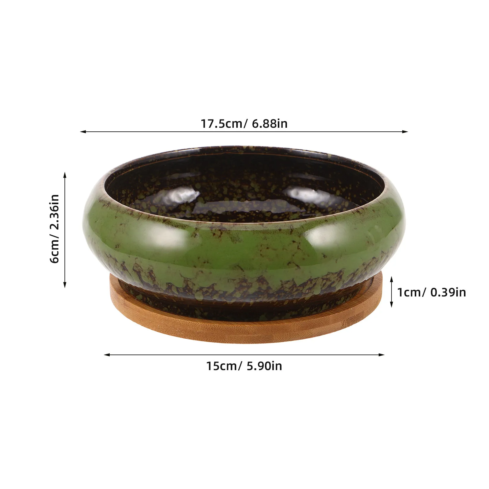 Glazed Ceramic Bonsai Pot Shallow Round Succulent Planter Drainage Tray Indoor Cactus Pot Flower Plant Bowl Modern Home Decor
