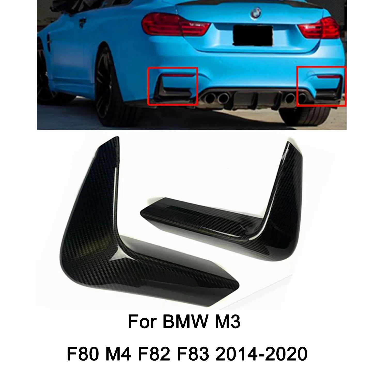

For BMW M3 F80 M4 F82 F83 2014-2020 Car Rear Bumper Collision Protection Lip Spoiler Glossy Black Carbon Fiber Look Body Kit