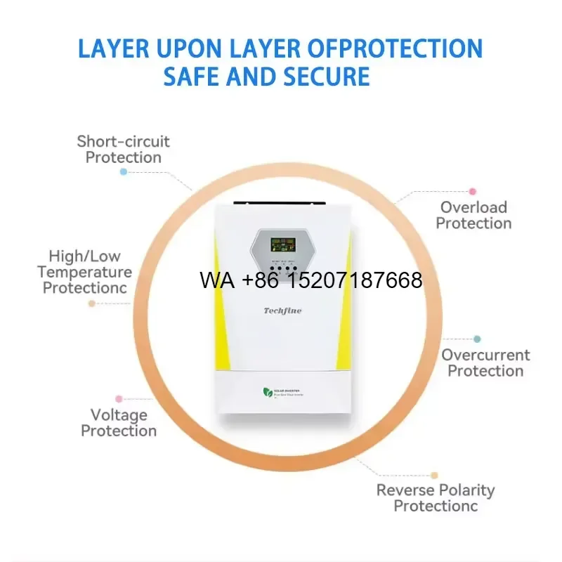 Wmwmnu 6.2kW 11kW Single Phase Hybrid Solar Inverter with Integrated MPPT for Energy Storage Grid Power Backup