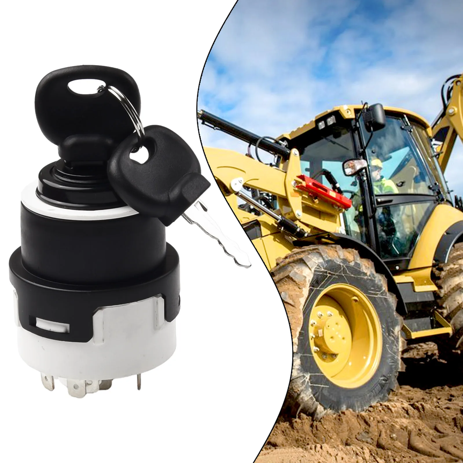 For JCB 4CX Loader Excavator Ignition Switch With 2 Keys 10 Pins Fits 701/80184 85804674 330262 White Black Plastic Replacement