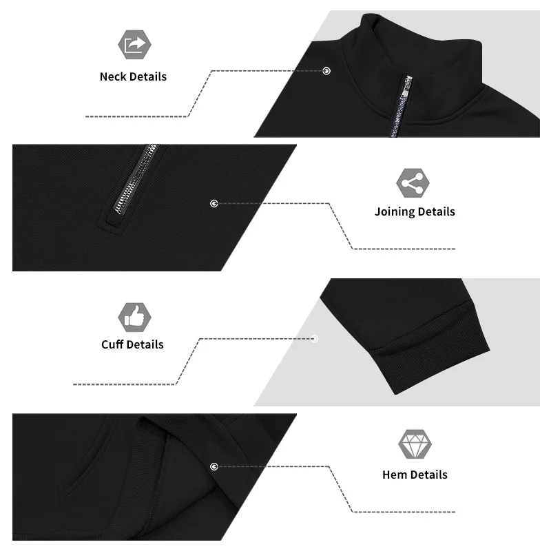 Grenzübergreifender Herbst- und Winter-Samt-Pullover für Herren, locker geschnitten, im Retro-Stil, lässig, mit Stehkragen, halbem Reißverschluss und Taschen für Pendler. – Detail 22