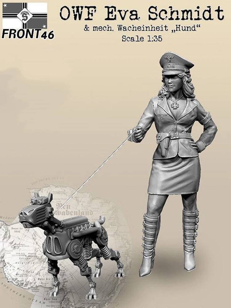 

Unpainted Kit 1/35 woman stand with dog fantasy Resin Figure miniature garage kit