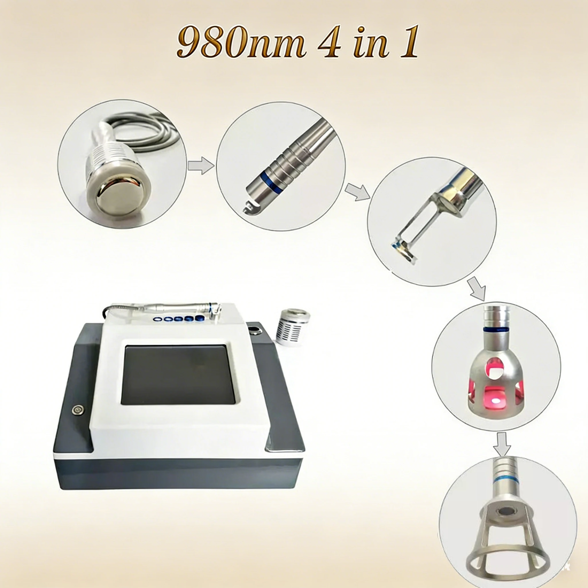 4-in-1 980nm Vascular Treatment Machine - Spider Vein/Blood Vessel Removal and Onychomycosis Treatment