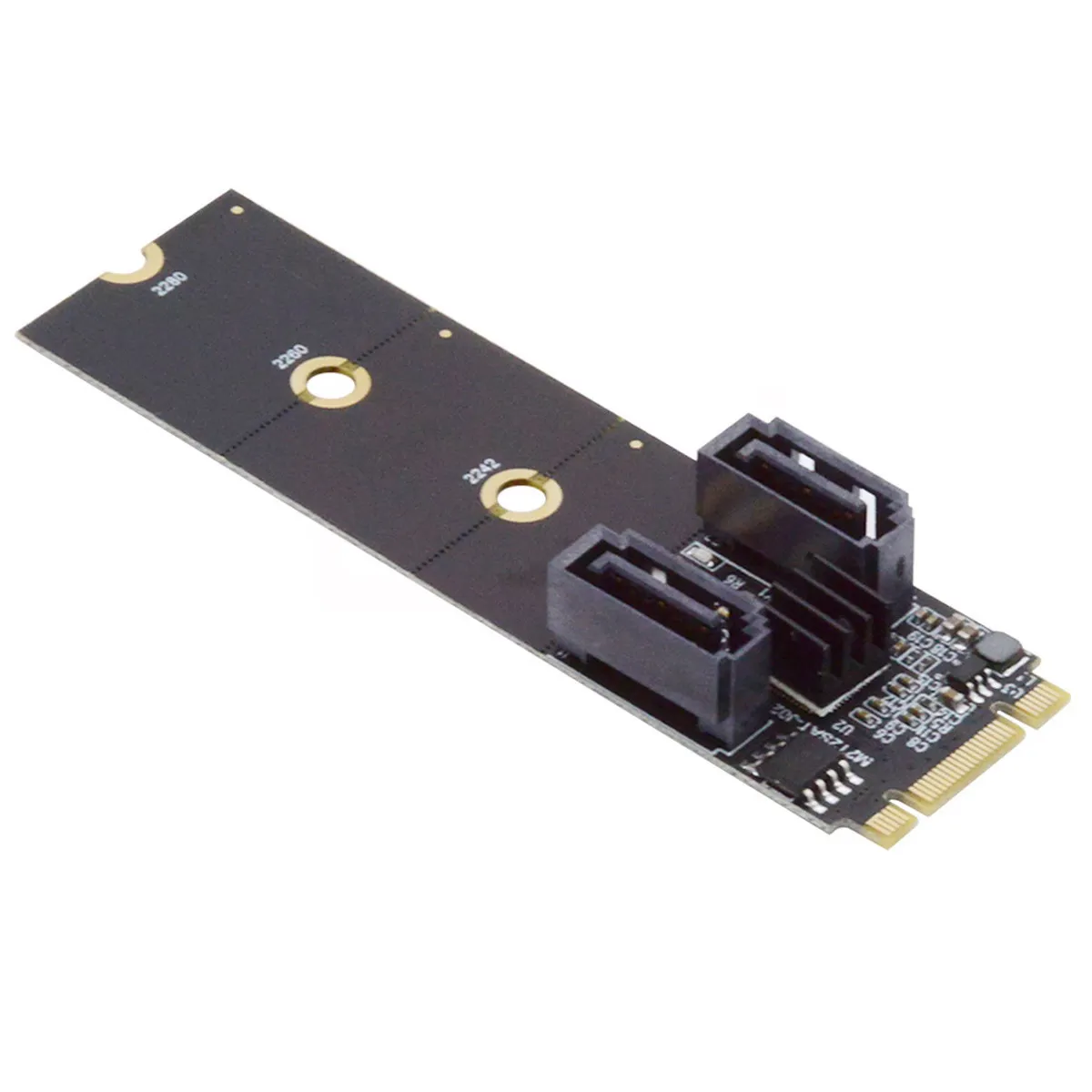 JMB582 2230 2242 2260  NGFF Key B+M PCI Express to SATA3.0 6Gbps Dual Ports Vertical Adapter Converter Hard Drive Extension Card