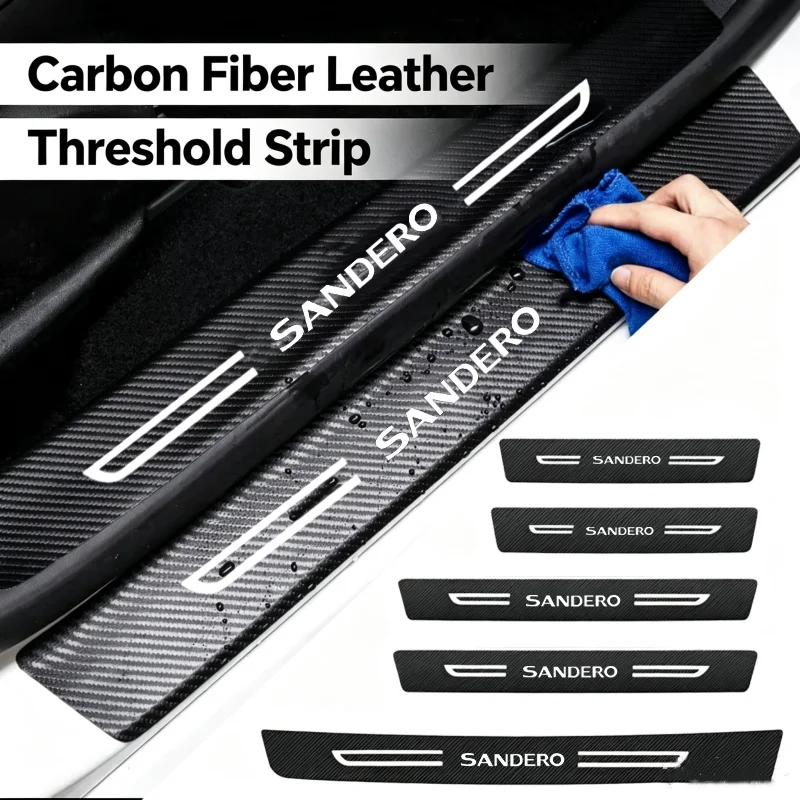 Car Door Threshold Anti Scratch Decals Film Doorsill Trim Stickers For Renault Sandero Logo Trunk Bumper Guard Strip Accessories