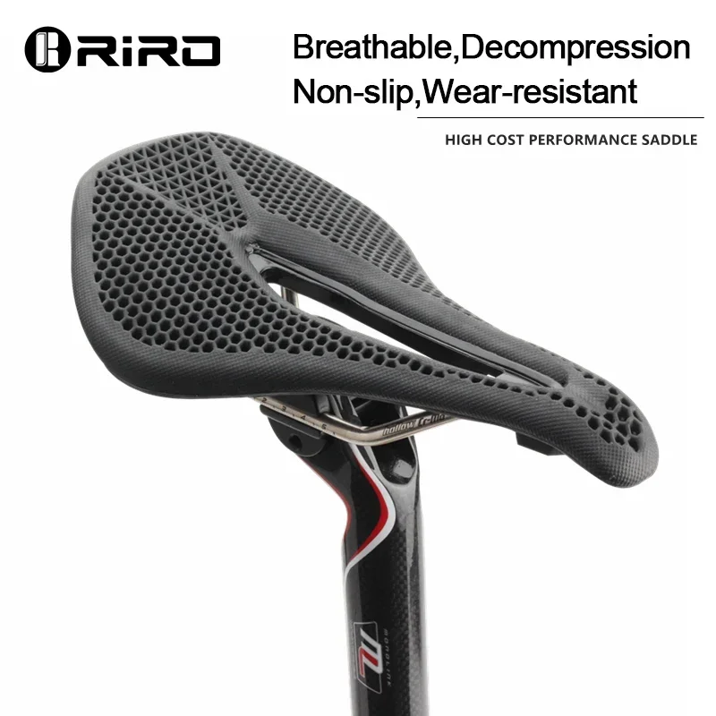 RIRO 3D Bicycle Saddle Honeycomb Bionic Structure Comfortable Cushion Wear-resistant Durable Non-slip Road Bike Accessories