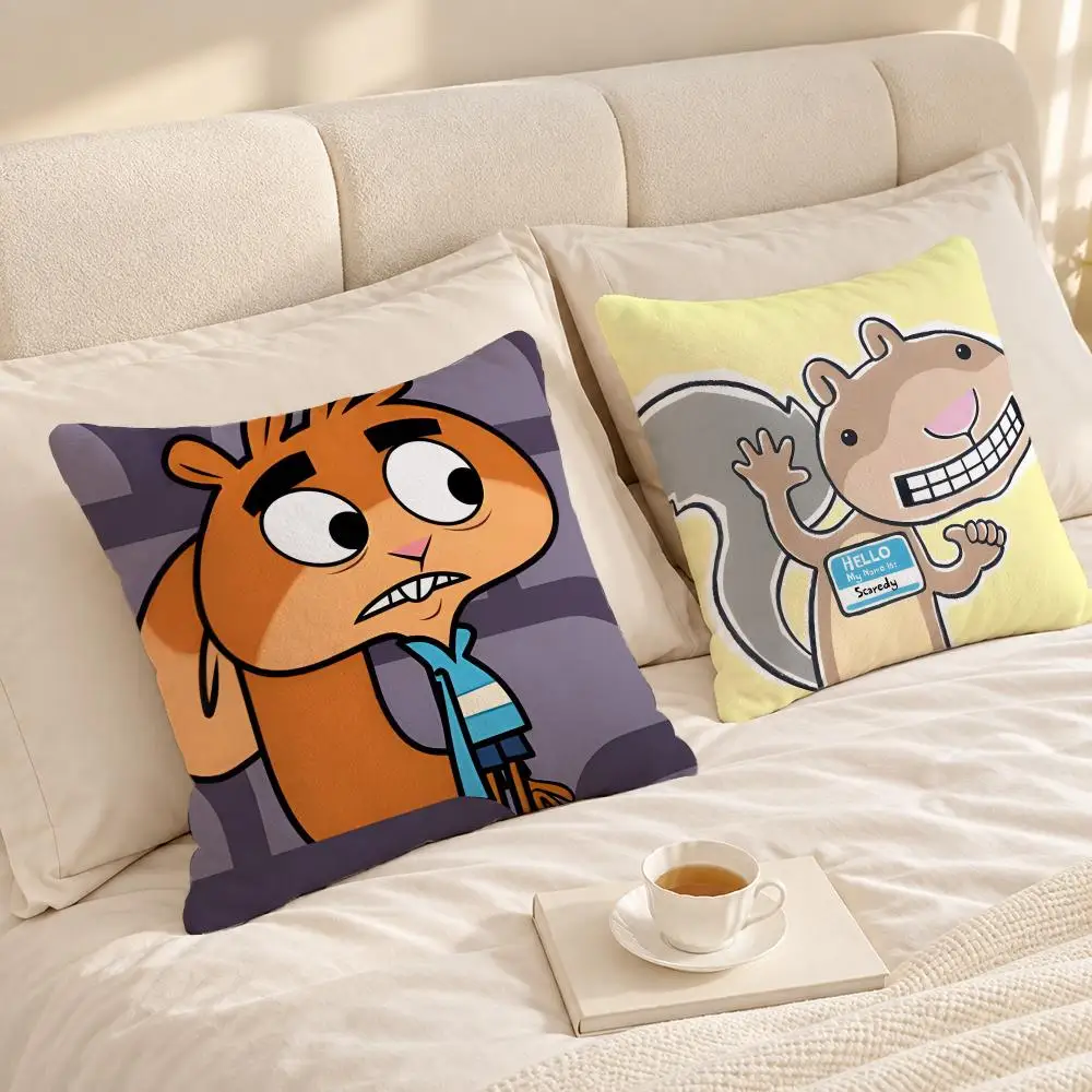 Cartoon Cute Kids S-Scaredy Squirrel Cushion Cover Soft Short Plush throw pillow Sofa Bedroom Den Car Dorm Decor Gifts