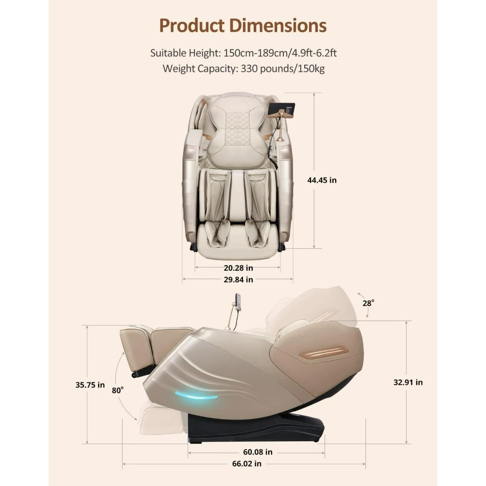 Massage chair full body zero gravity SL track finger pressure massage chair, 12 modes, airbag massage, with yoga stretching