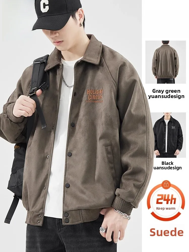 

Jeanswest Men's Suede Jaet Spring Autumn New Sle American Retro Embroidery Loose Workwear Outerwear Faion Youth