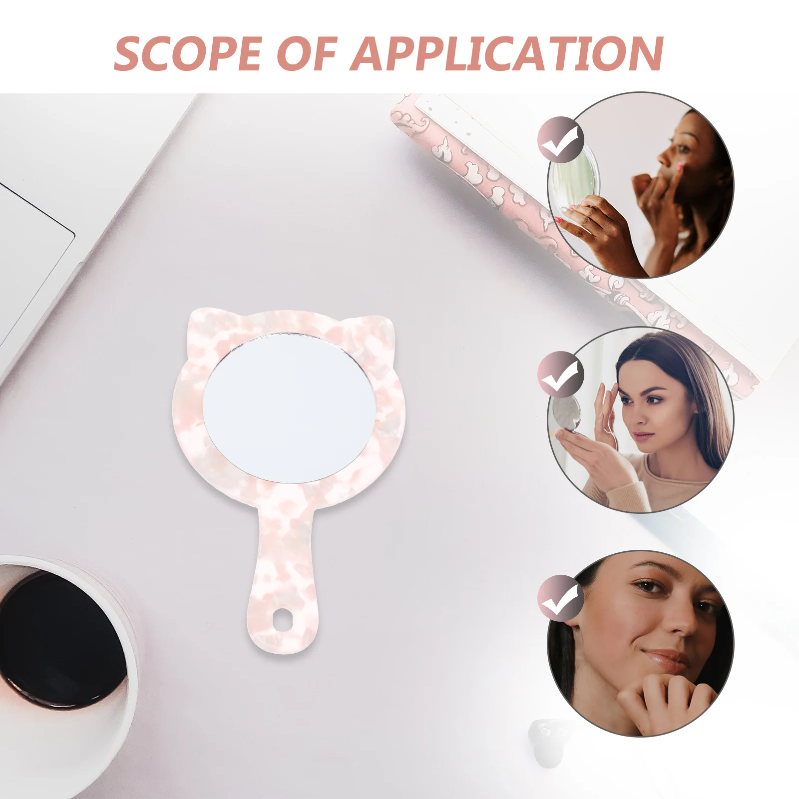 1Pcs Marble Makeup Mirror Portable Retro Handheld Compact Clear Mirror for Women Travel Accessories