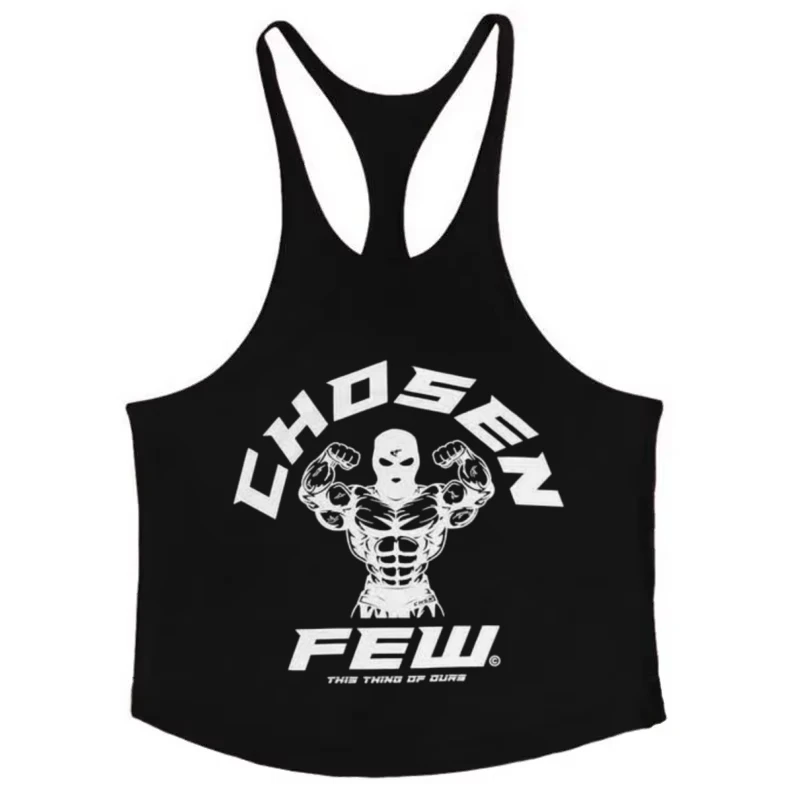 트렌디한 남성 그래픽 스트링거 베스트 |   순수 코튼 통기성 스포츠 탑 |   헬스장 운동 민소매 셔츠