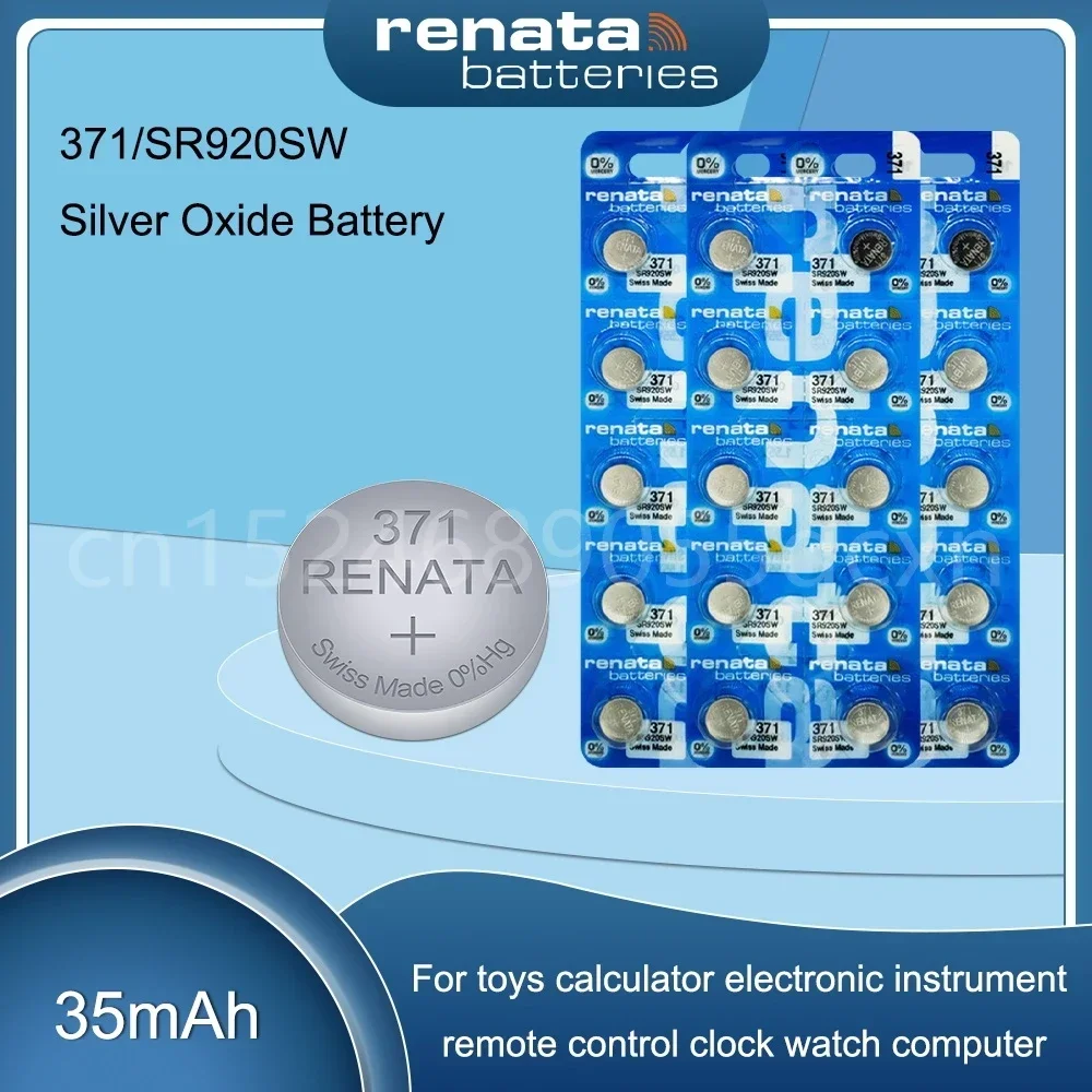 Renata 371 SR920SW AG6 LR920 LR69 920 1.55V Silver Oxide Watch Battery for Scale Watch Toy Remote Control Button Coin Cell