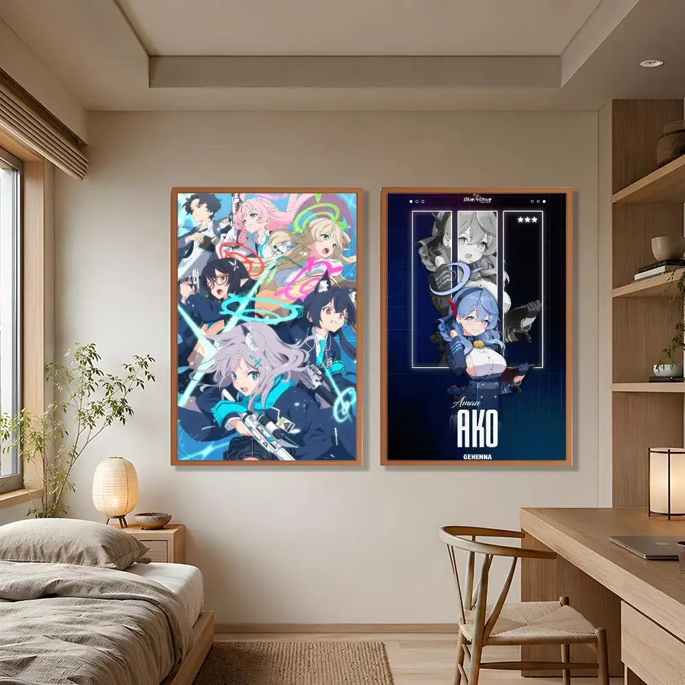 Game Anime B-Blue Archive Poster Wall Art Poster HD Waterproof PP Print Bedroom Living Room Office Decor Gift