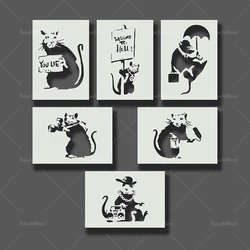 Banksy Mouse Template Canvas Painting Poster Wall Art Nordic Living Room Bedroom Home Decor Aesthetics Cuadros Pictures