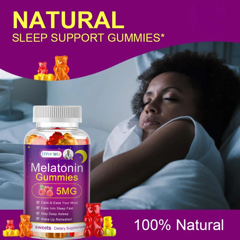 Melatonin Supplement 5mg Contains Vitamin D3 & MSM Gummies to Fall Asleep, Promote Sleep Quality & Alertness Non-GMO