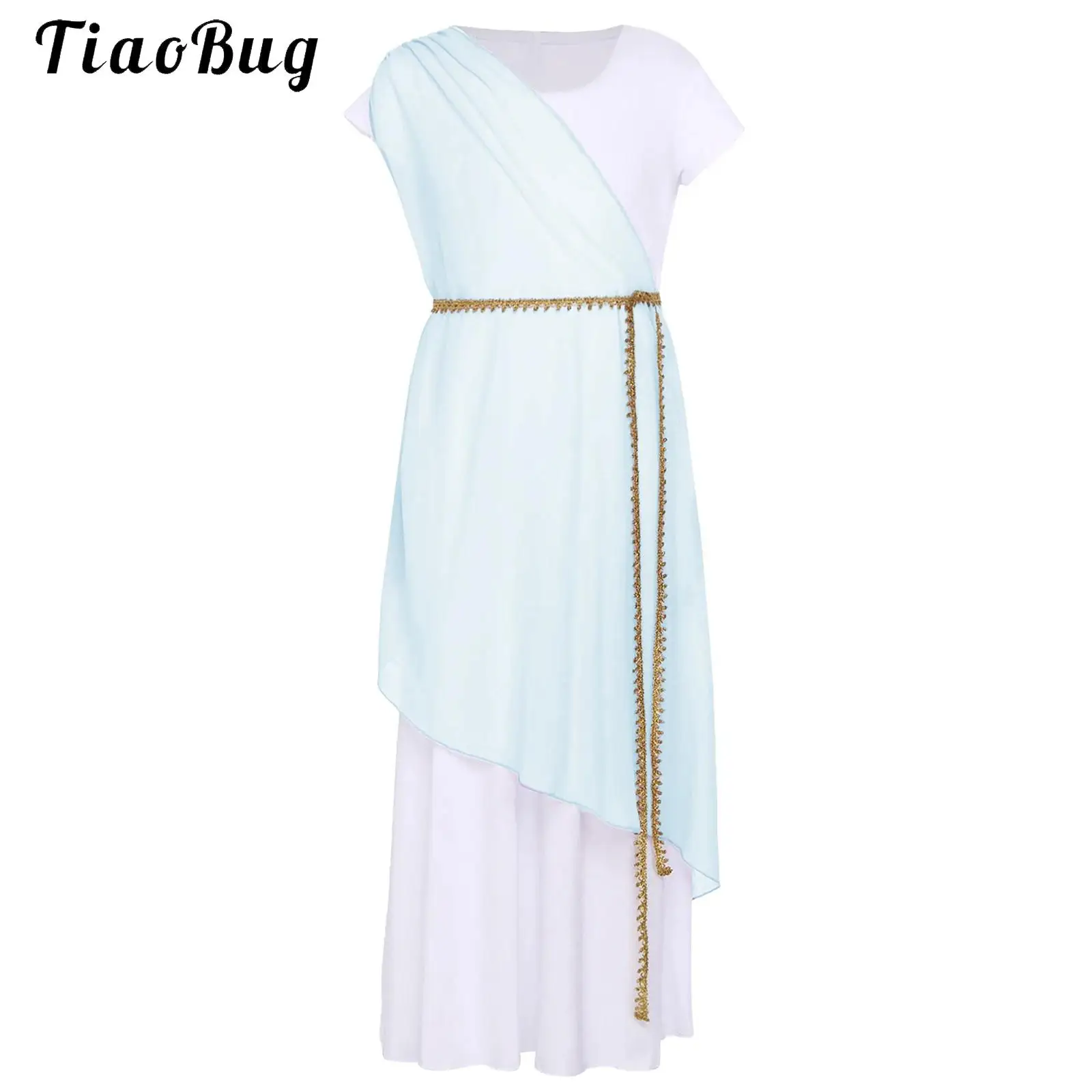 

Girls Athena Robe Dress Halloween Ancient Greek Toga Goddesses Costumes Short Sleeve Dress for Greece Roman Princess Dress Up