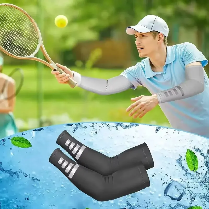 1 Pair Ice Silk Arm Sleeves for Summer Quick-Drying Breathable Sun Protection Reflective Night Running Cycling Arm Covers image 6