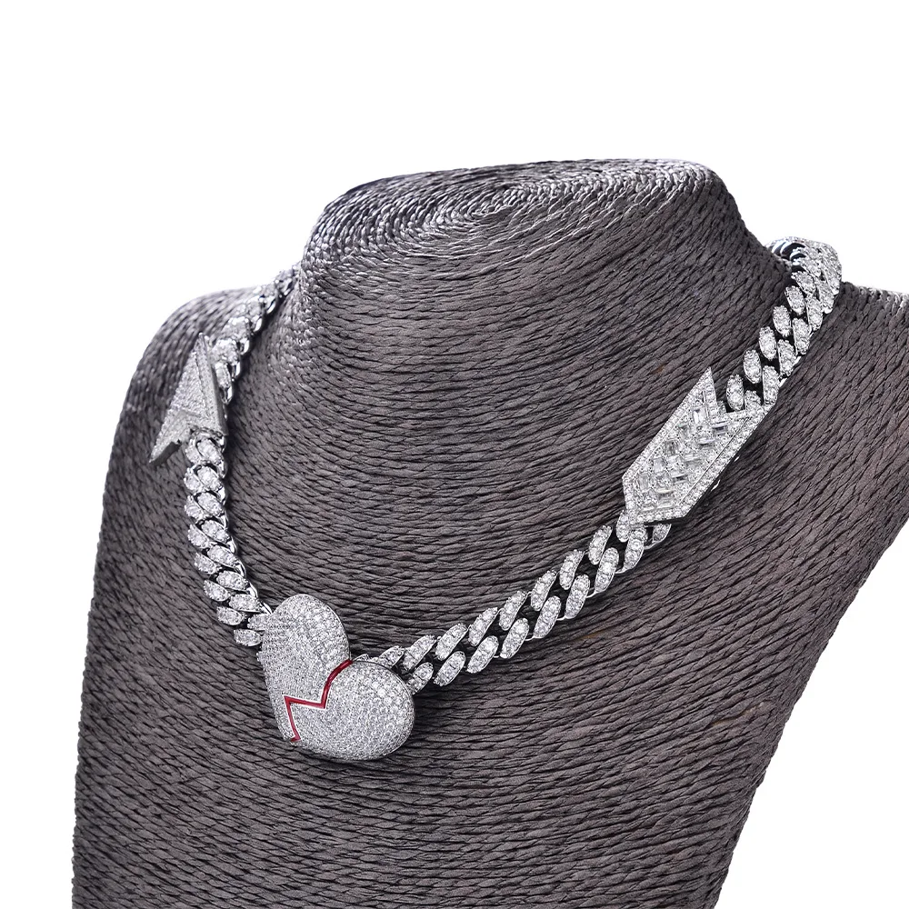 

IM Сломанное Сердце Кубинская Цепочка Ожерелья Для Мужчин Циркон Iced Out Ожерелье Майами Цепь Колье Женщины Хип-Хоп Ювелирные Изделия Бесплатная Доставка
