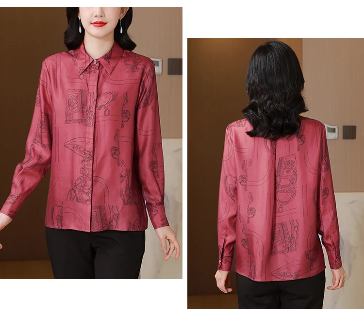 Luxury Brand Design Women Shirts Vintage Print Tops 2025 Spring Long Sleeve Shirt Elegant Blouses camisas chemise femme de luxe