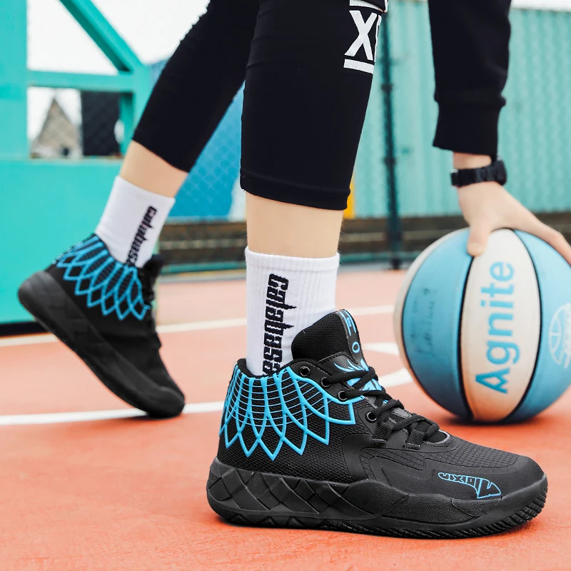 The youth actual combat basketball shoe movement outdoor comfortable cushioning wear-resisting fashion breathable high quality