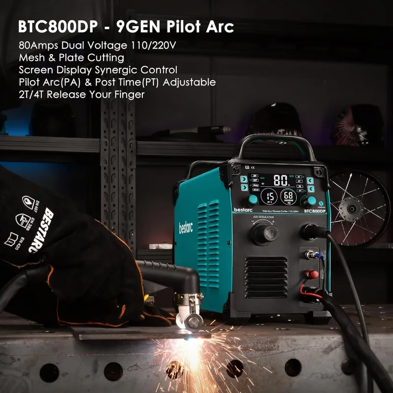 Plasma Cutter, BTC800DP 9th Generation 80Amps Pilot Arc Plasma Cutter Machine,Adopt [Air Sensor Technology