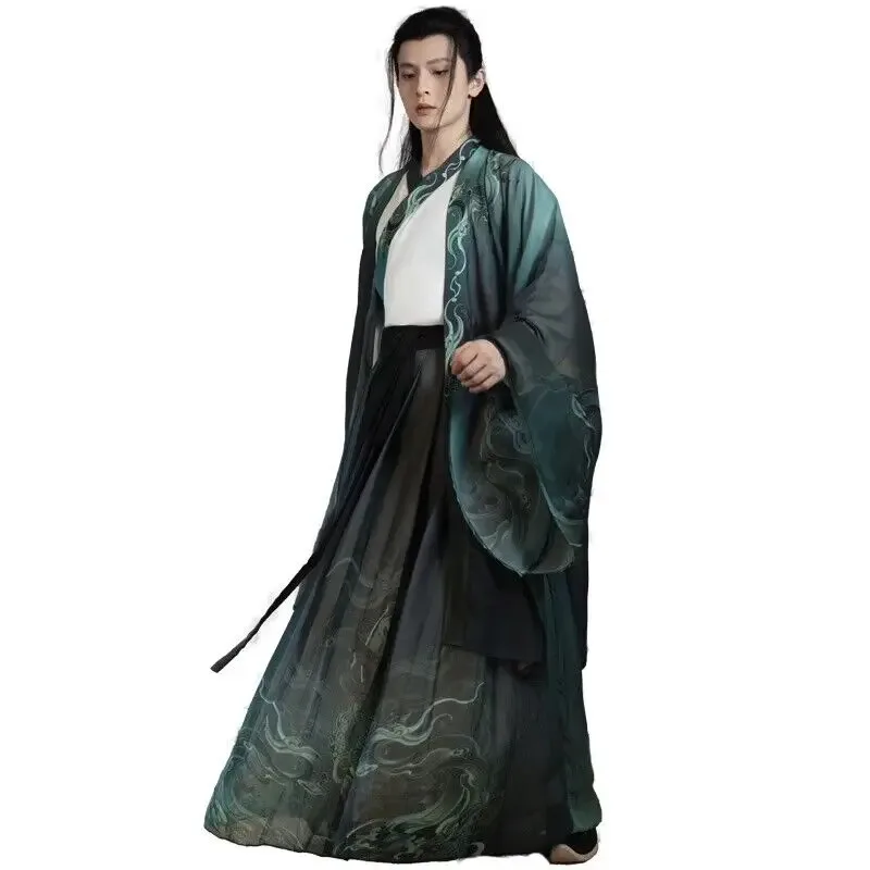 Оригинальное китайское традиционное мужское платье Hanfu Kirin с принтом Hanfu в китайском стиле Hanfu, 3 комплекта