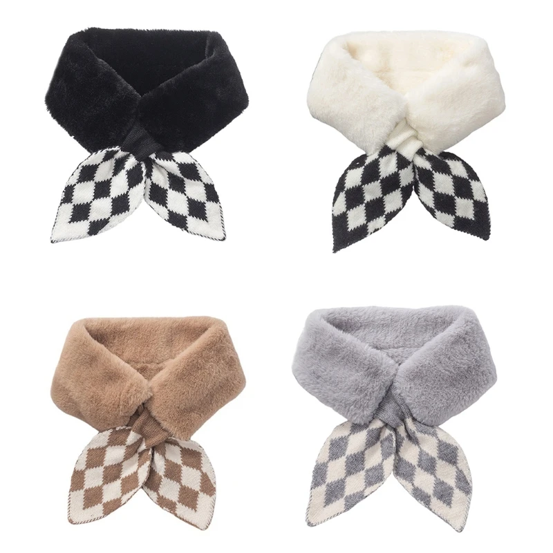 Neck Warmers For Women False Collar Bow Tie Design Knitted Scarf Neckerchief Fashion Thick Warm Faux Fur Collar Dropship