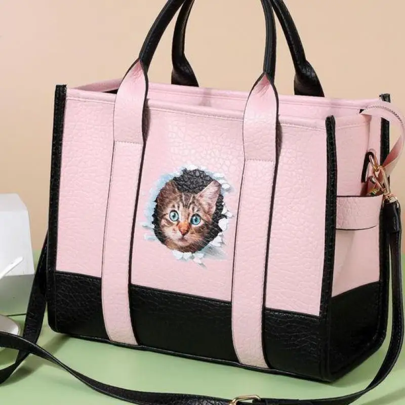 Luxury Handbag 2023 New High Capacity Pu Cat Head Trend Fashion One Shoulder Women's Bag Crossbody Handheld Tote Bag