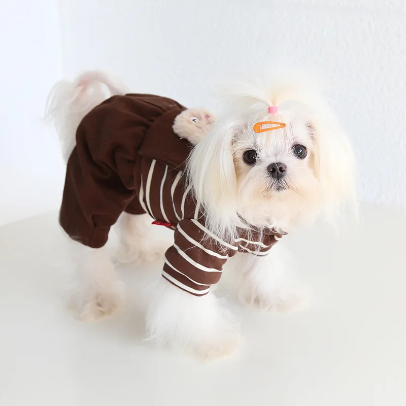 

Striped Little Kabear Four-legged Clothes Autumn/Winter Pet Cat Clothing Dog Set Customizable