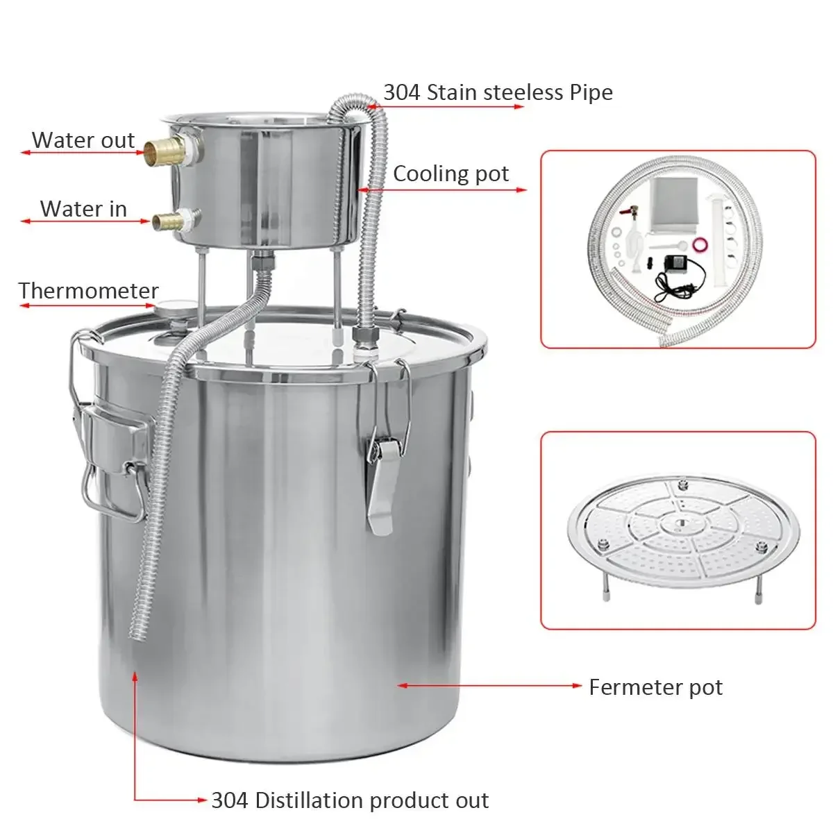 11L 22L Still Distiller Brewing Machine Alcohol DIY Moonshine Equipment Stainless Steel for Whisky Wine Beer Dispenser