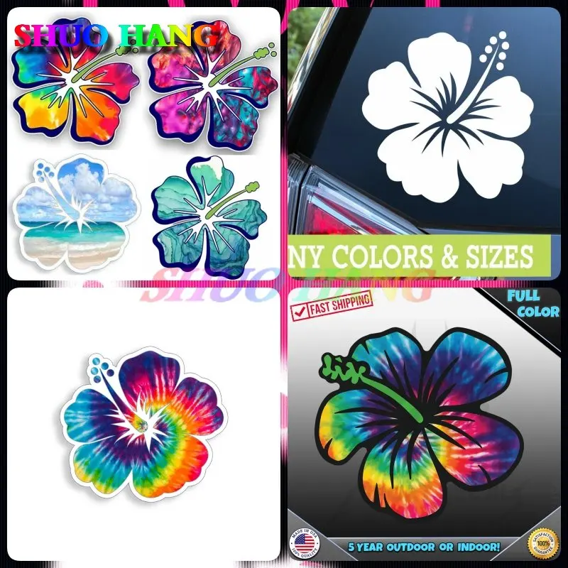 

Hawaii Hibiscus Flower Car Sticker Sunflower Kids Room Flower Shop Wall Sticker Motorcycle Refrigerator Helmet Laptop Mug Decal