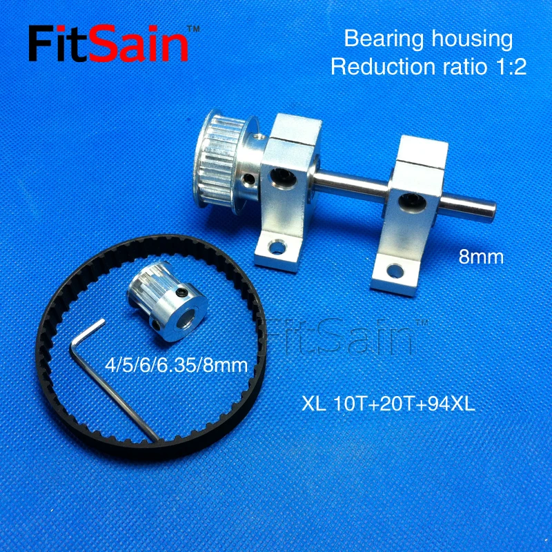 FitSain -1:2 Motor Bearing Block Synchronous Pulley Reducer Gearbox High Torque Rotating Tool