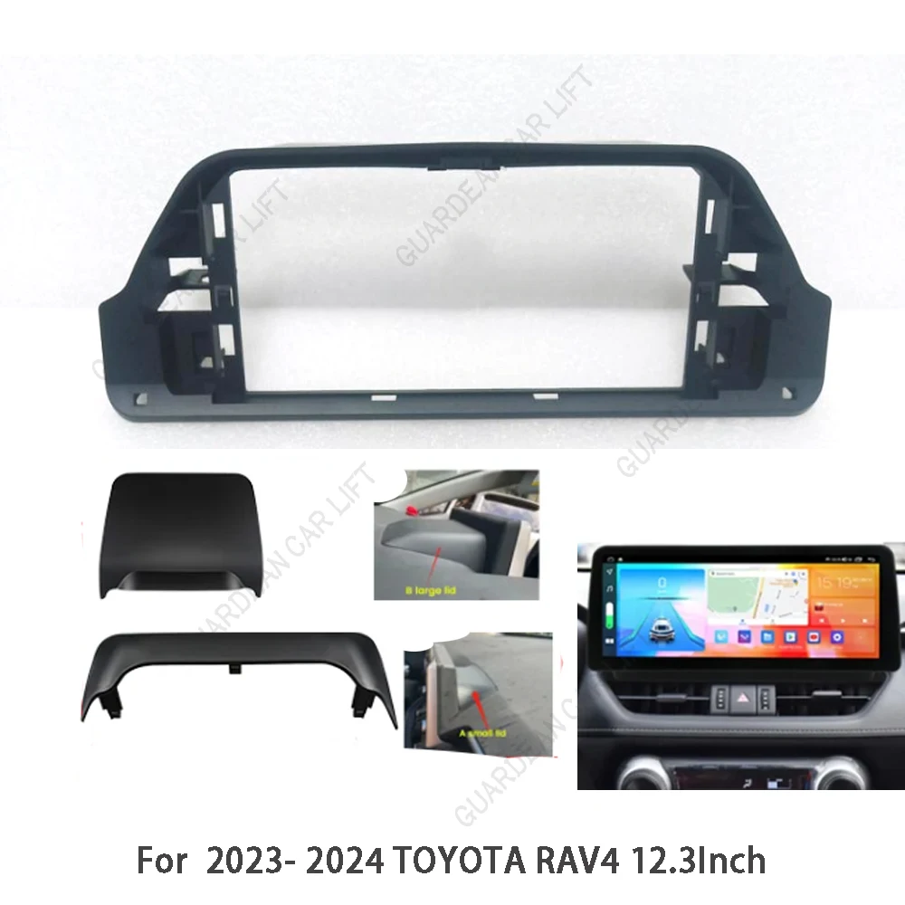 

12.3Inch Car Radio Fascias For 2020-2024 TOYOTA RAV4 Android Stereo Frame Player 2 Din Head Unit Panel Dash Trim With cable canb